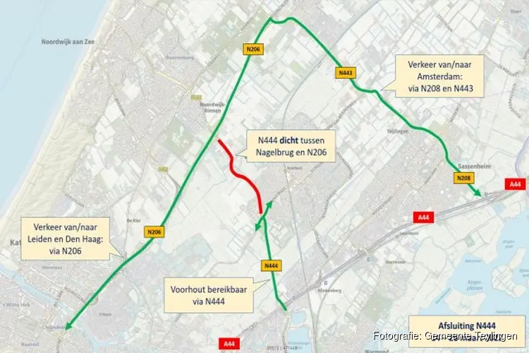 N444 12 dagen afgesloten vanwege werkzaamheden Noordelijke Randweg Voorhout